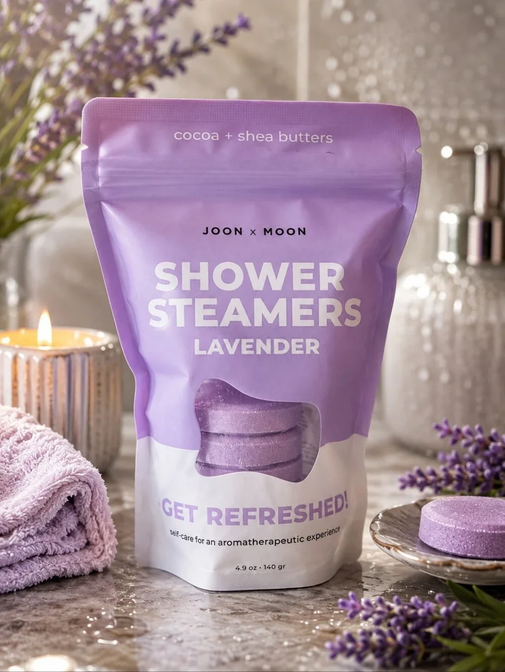 🕯JOON x MOON Lavender Shower Steamers Aromatherapy 4.9 oz Vegan New Sealed